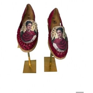 Hecho En Mexico Huarache Flats Frida Kahlo Woven Leather Pink Boho Size 5.5